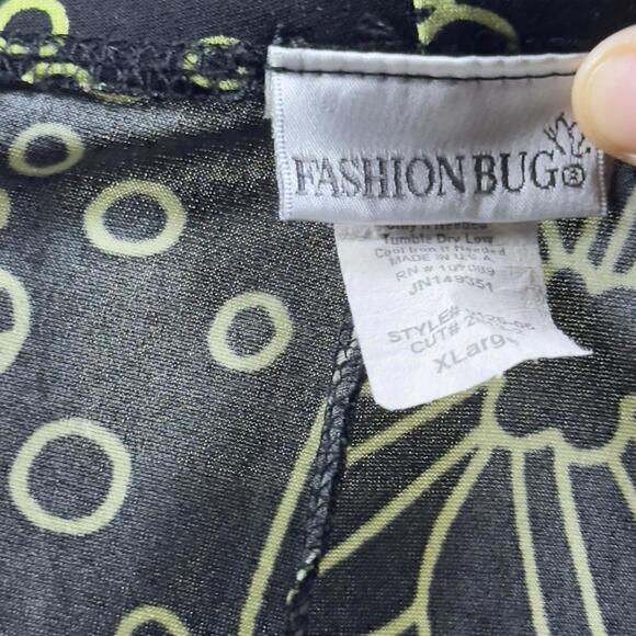 Indie Grunge Fairy Y2K Vintage Black Green Floral Midi Skirt (XL) - Picture 5 of 6